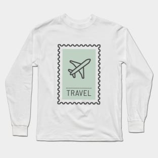 Postage Stamps of Traveling, Funny Airplane Icon Long Sleeve T-Shirt